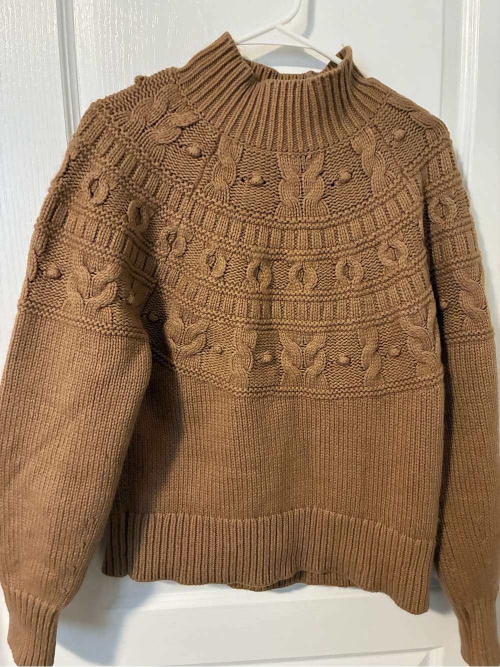 Banana Republic Cable Knit Mock Neck Sweater - Camel Brown